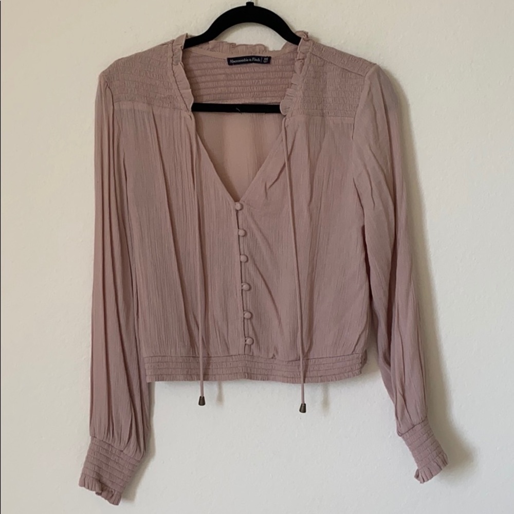 Girly pink A&F peasant ruffle blouse